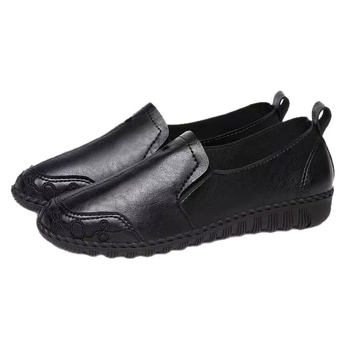 Soft leather soft bottom ladieswear shoes flatsabrasion resistantwaterproofbows work shoes wechat group purchase live broadcast one piece dropshipping