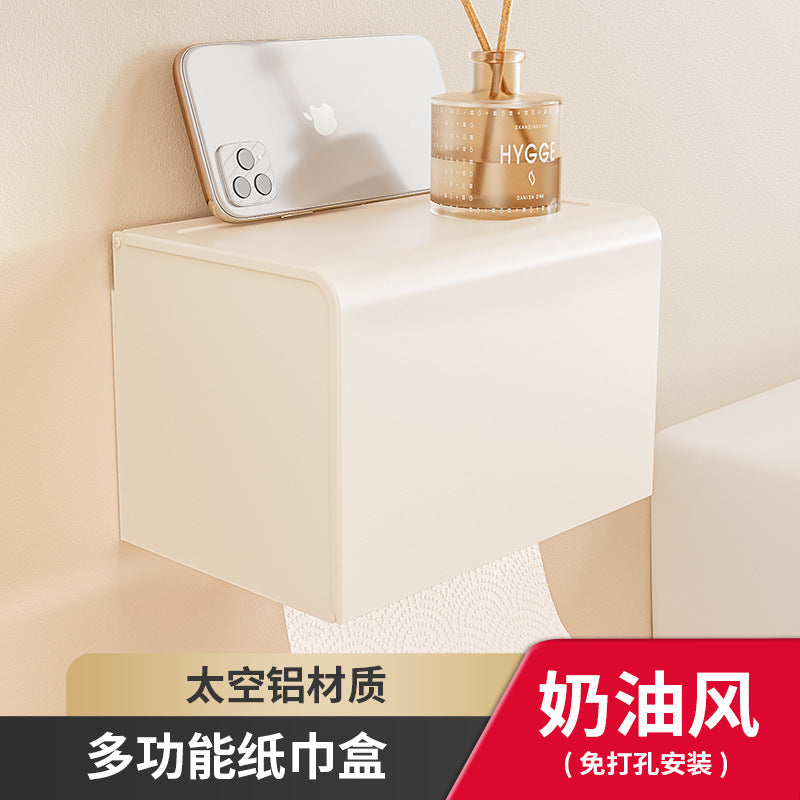 Cream White Toilet Tissue Box No Punching Toilet Roll Paper Drawing Creative Bathroom Toilet Paper Storage Shelf