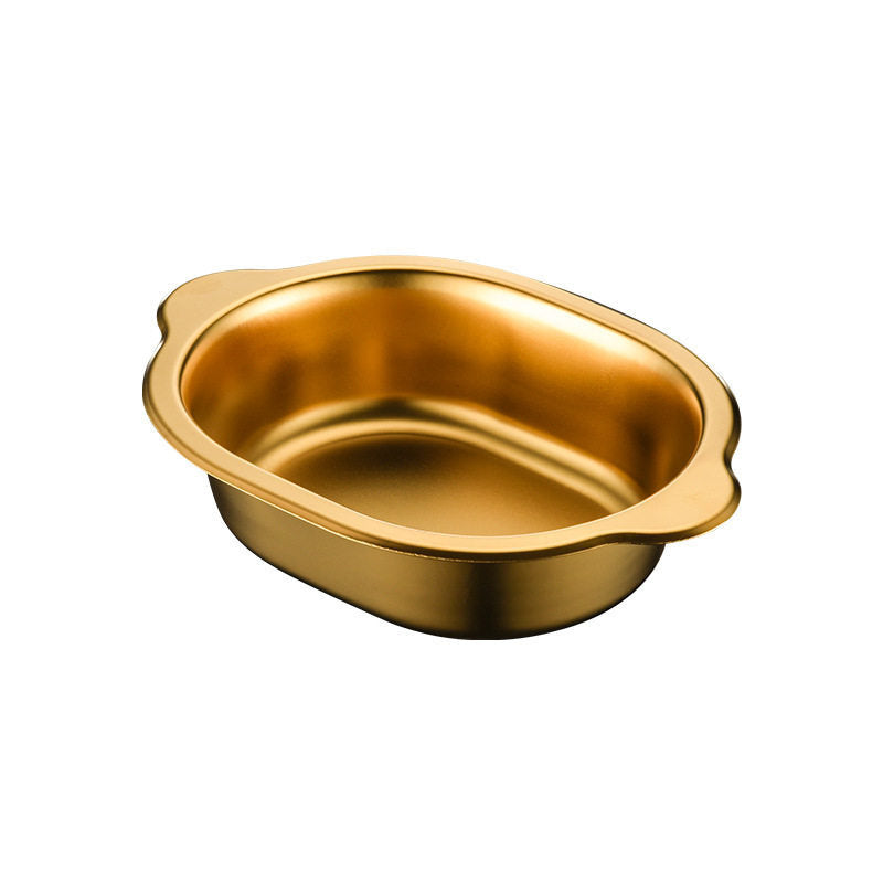 Korean stainless steel oval ramen basin steamed vegetable basin commercial baked rice bowl fried chicken plate flats salad bowl side dish bowl
