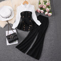 Girls' two-piece outfit: patchwork top + flare pants set