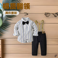 British gentleman's two-piece suit: spring/autumn cotton pique striped outfit for baby/toddler boys - perfect for birthdays!