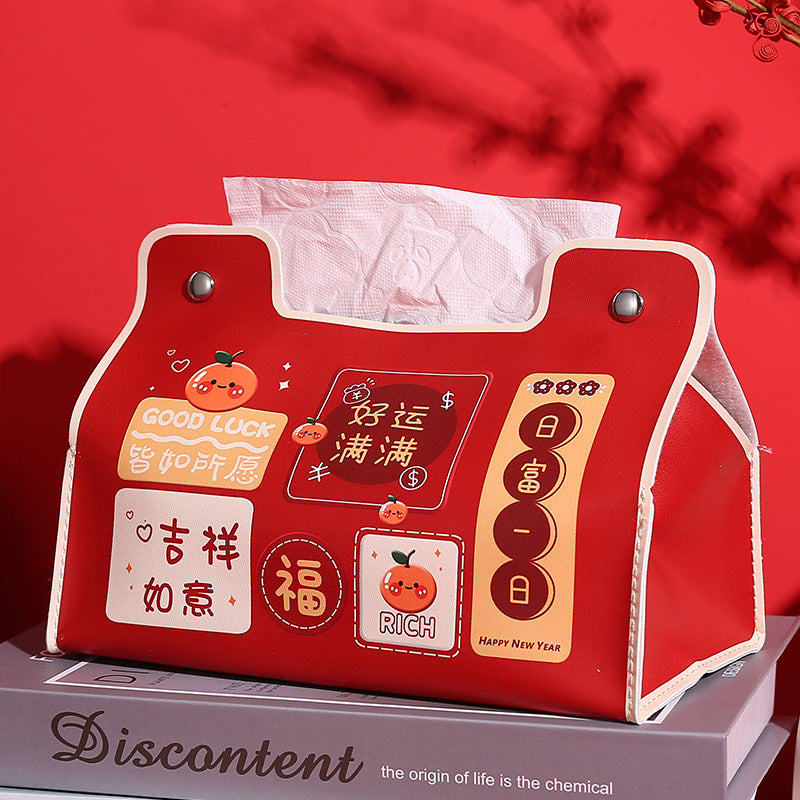 New Year's Geely Tissue Box Festive Creativity Cute Carton Household Living Room Dining Table Restaurant Car Universal Storage
