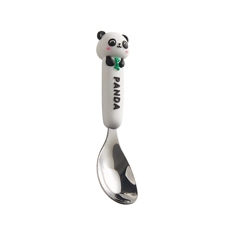 Cute style oven mitts soft handle yuanbao spoon kids student eating tableware 316 stainless steel spoon spoon wholesale