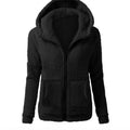 women's fashion solid color hoodie - loose fit plush zip-up jacket top