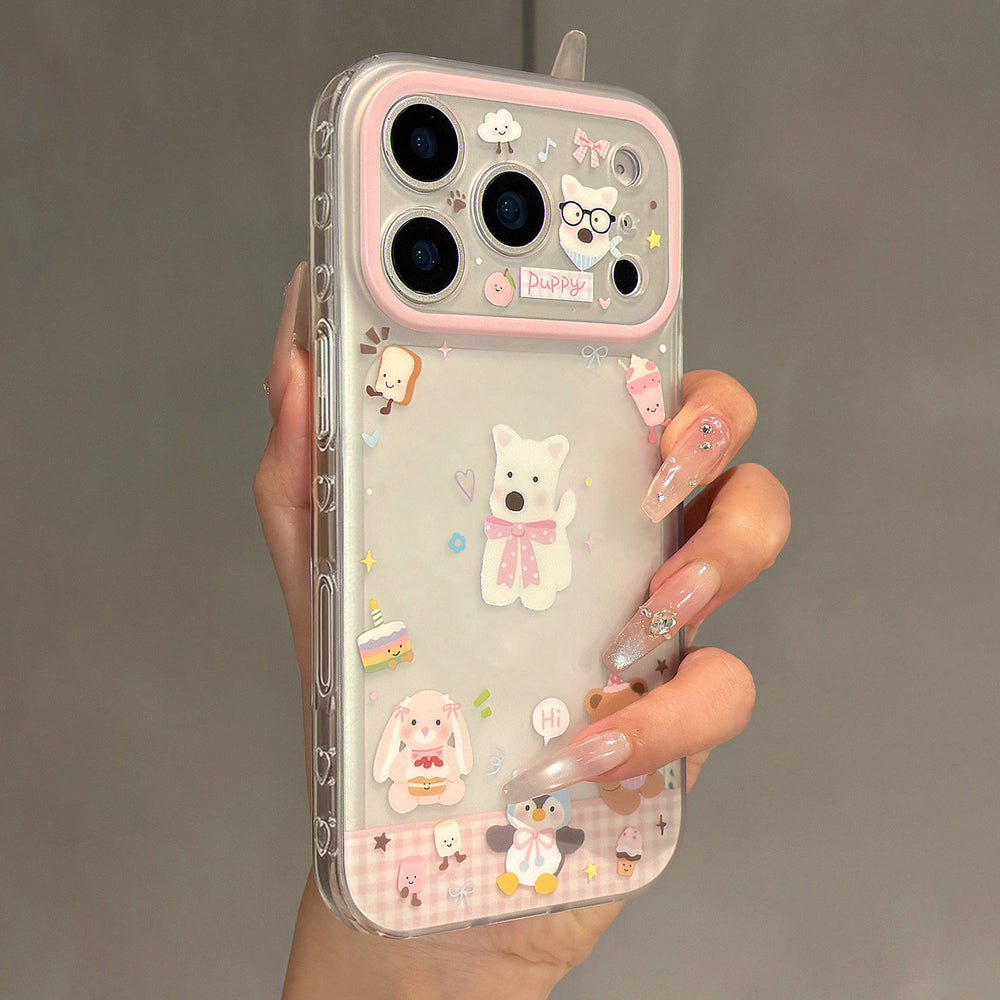 West highland puppy, rabbit, penguin cake sticker collage - fresh cartoon design for iphone 18 phone case