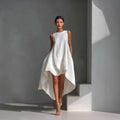 spring cotton linen asymmetrical sleeveless sundress for women - perfect for european and american  independent stores & vacation getaways