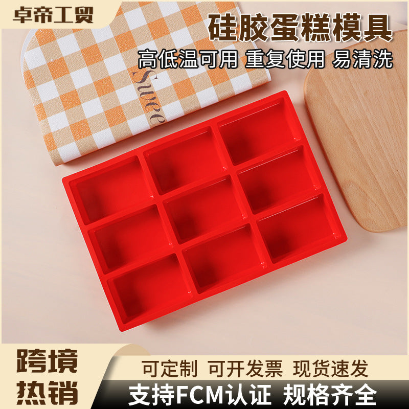 Creative silicone 9-cavity rectangle cake mold diy chocolate mold ice cube tray silicone aromatherapy soap mold