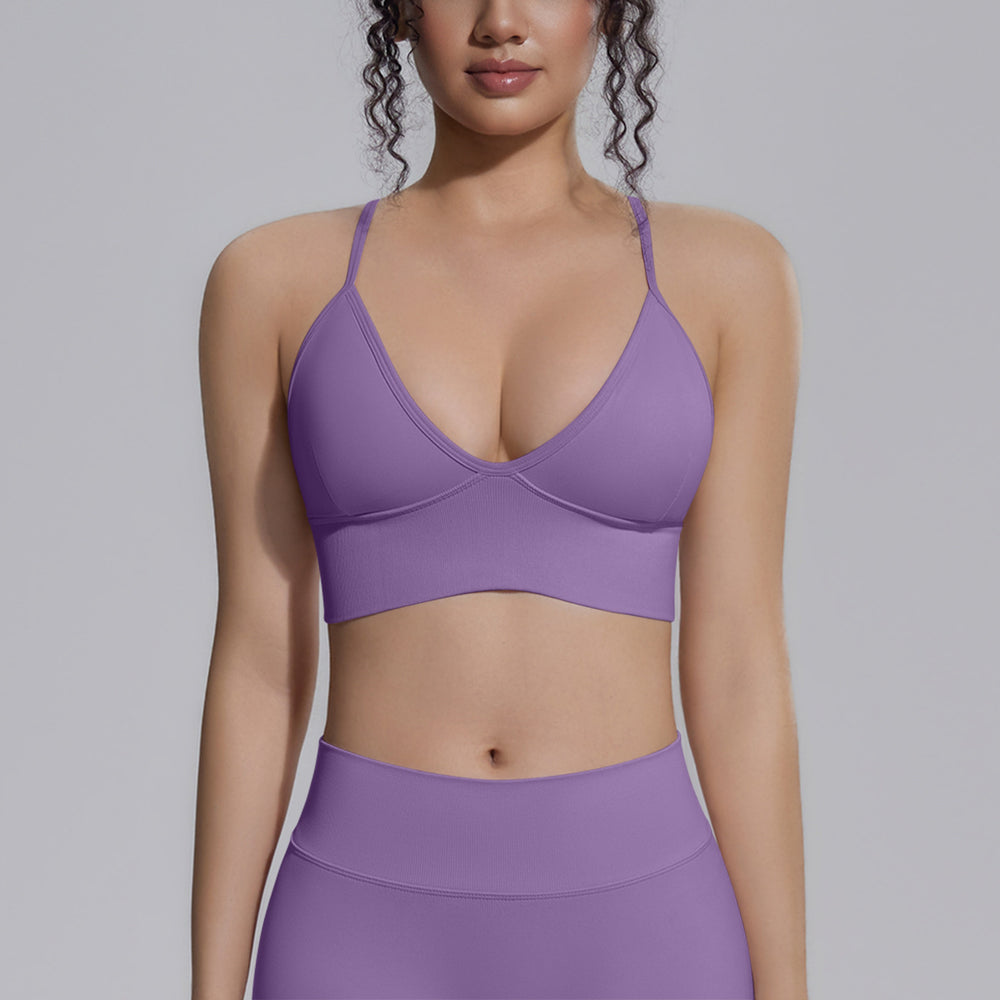 New double-strap seamless yoga bra - sexy back design, quick-dry activewear top for running, fitness, and yoga