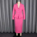 Fashionelegance suit suit deep v lapel slim tops matching hip cover skirt two-piece set