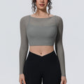 Fake two-piece mesh sports long sleeves t-shirt for women with chest pad, yoga wear tops, quick-drying slimming look outwear fitness wear