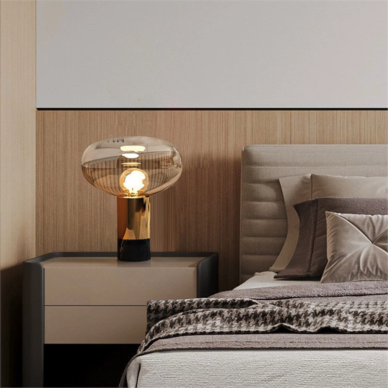 Modern creative light luxury glass table lamp marble designer model room decoration b&b bedroom bedside lamp italian style