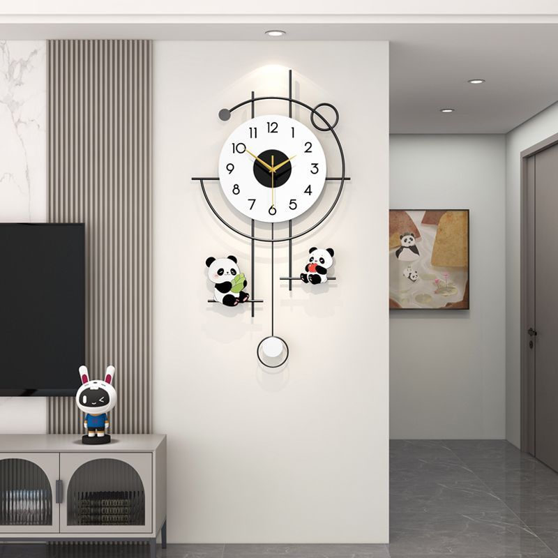 2025 new minimalist modern light luxury panda clock - silent, punch-free wall clock for living room, creative timepiece