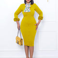 D281 european and american women's clothing  summer new arrival solid color slit professional bodycon ol pencil skirt scarf cross-border dress