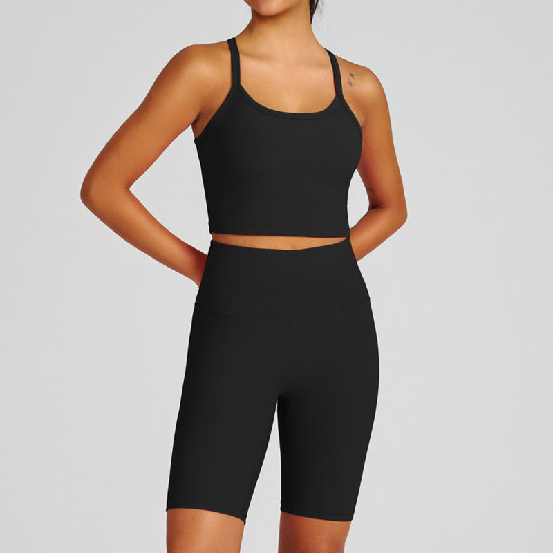 new arrival yoga clothes high waist hip lift tummy control slimming look sling beautiful back running sports intimates bra suit for women