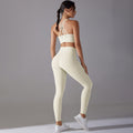 New arrival antibacterial wear-free underwear yoga suit beautiful back cross sports intimates fitness long yoga clothes two-piece set