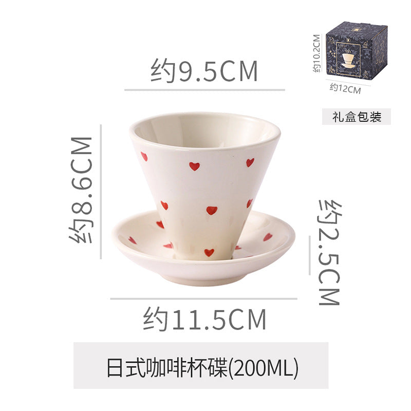 Creative niche style ceramic coffee cup and saucer suitjapanese style mug retro stoneware latte latte cup gift box