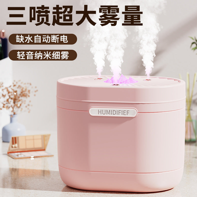 Three-spray humidifier, home use, quiet operation, high mist output, bedroom use, desktop aroma diffuser, small-scale wholesale