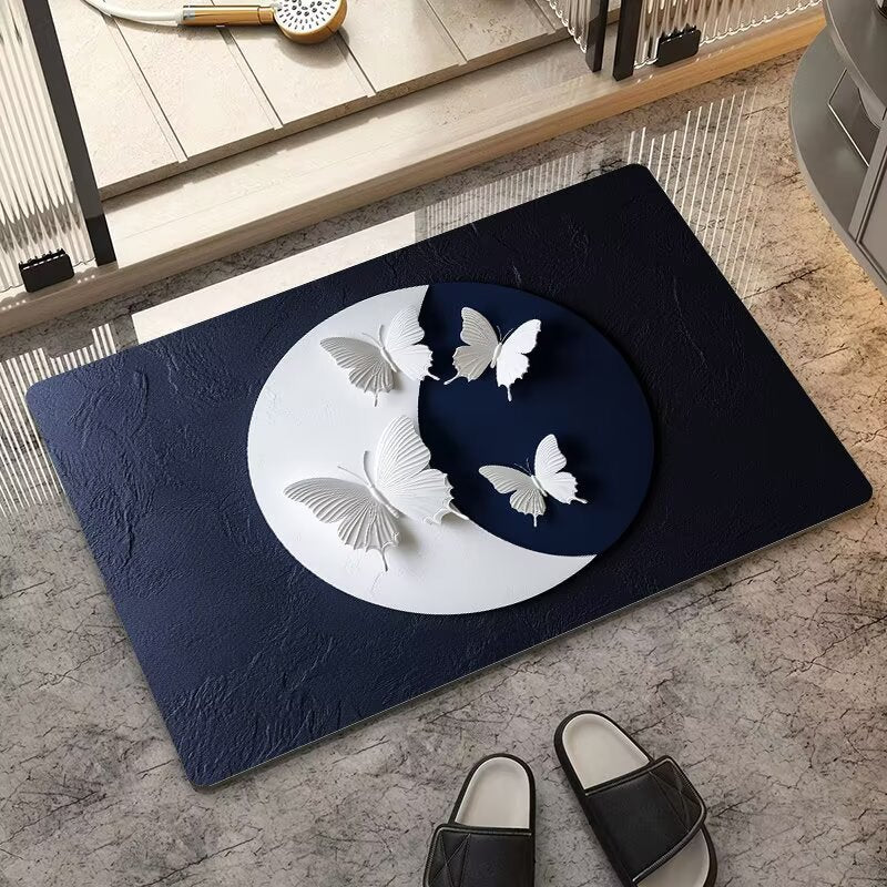 stereo butterfly soft diatom mud kitchen floor mat bathroom door absorbent quick-drying mat non-slip mat bathroom carpet