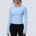 new arrival sports nude waist silmlong sleeves breathable yoga clothes t-shirt running training fitness tops for women