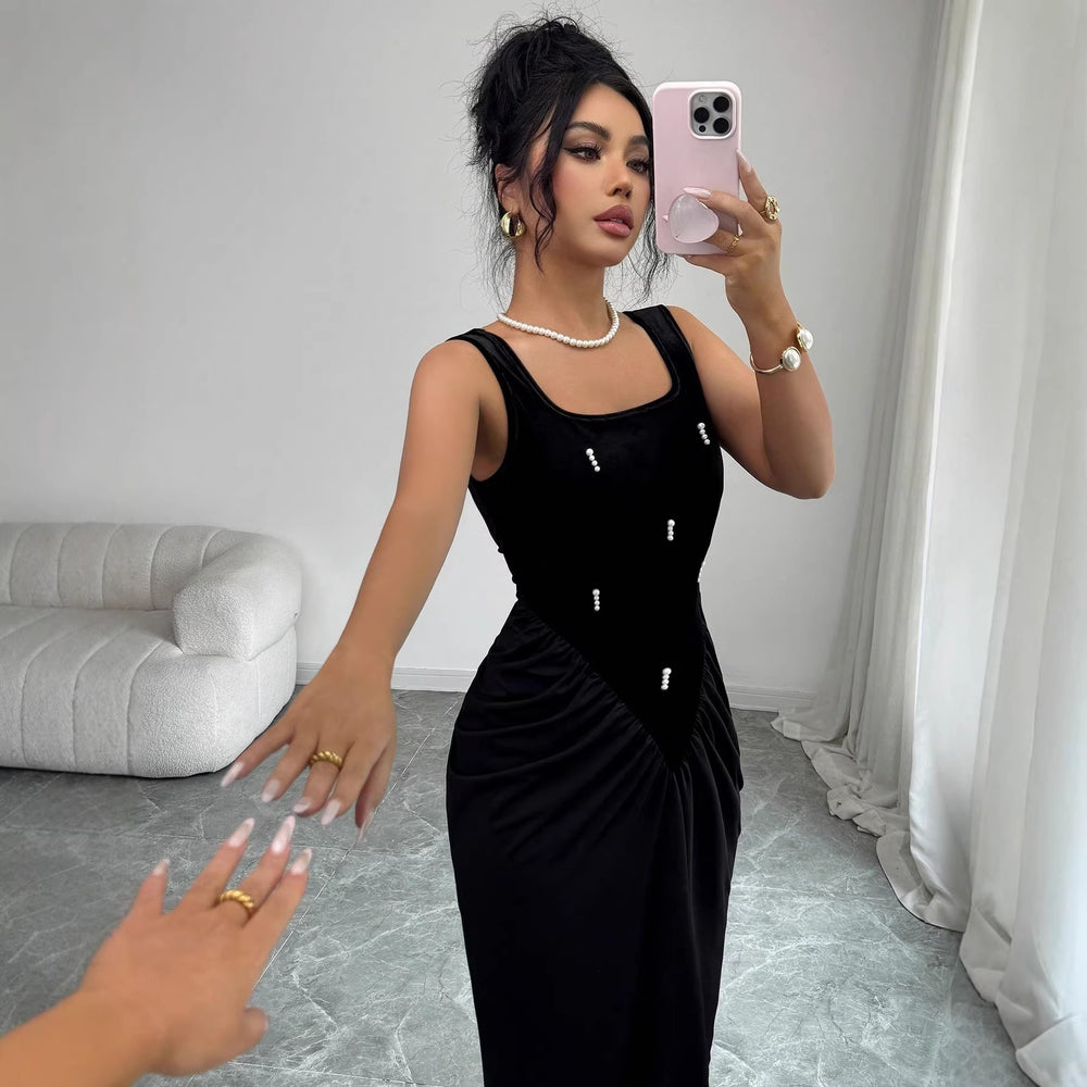 Amazon cross-border fashionable sexy suspender dress elegant long dress
