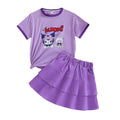 Girls' summer dress short-sleeve skirt set  new trendy popular kuromi children's skirt two-piece outfit
