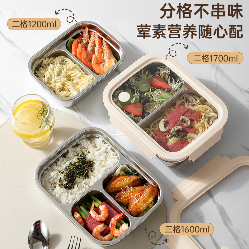 High-style stainless steel lunch box, microwave-safe bento box, perfect for office workers, and a food-sealing container