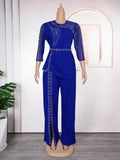 African plus size trendy new women's cross-border long sleeve top + pants two-piece set