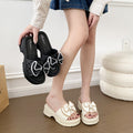 Bow-tie flip-flops for women, summer fashion outerwear, 2026 new style, thick sole, height-increasing, non-slip beach sandals