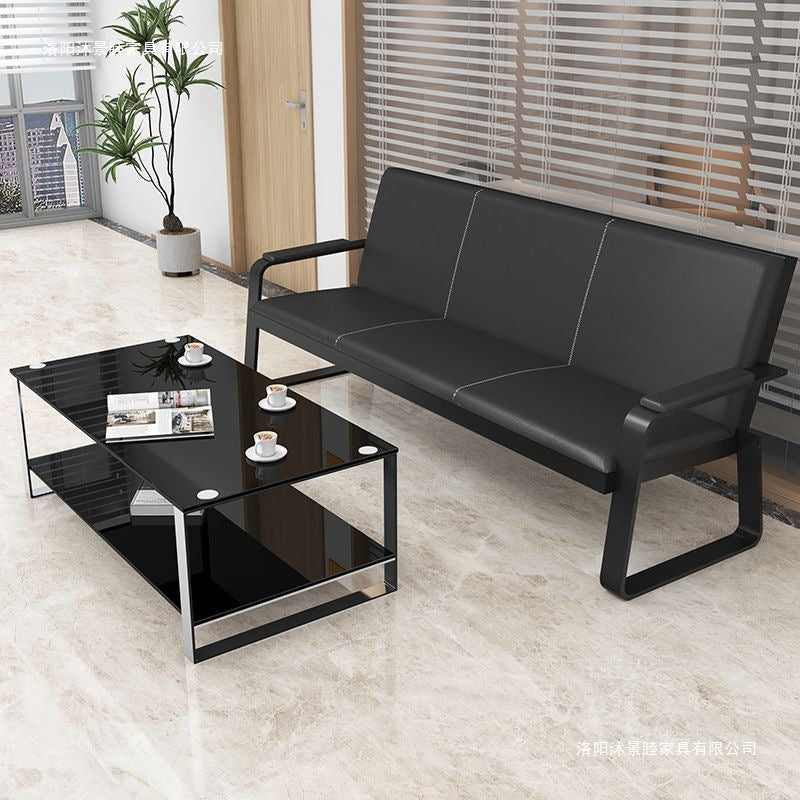 Modern minimalist office sofa business reception office three-seater simple sofa coffee table side table set - free shipping