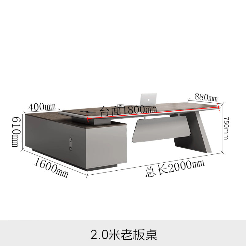 High-end, minimalist, and modern office desk and chair set. executive desk, manager's desk, lacquered finish, understated luxury, suitable for executive offices and boardrooms