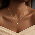 Amazon's popular new double oval overlapping pendant necklace, fashionable and versatile for commuting, a must-have necklace for women