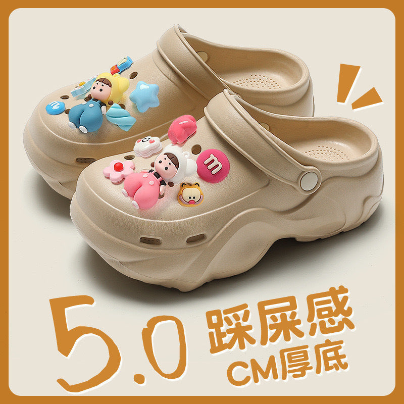 Thick soleeva crocs women's summer outwear 2025new arrivalheight increasing outdoor beach seaside ins toe cap slippers