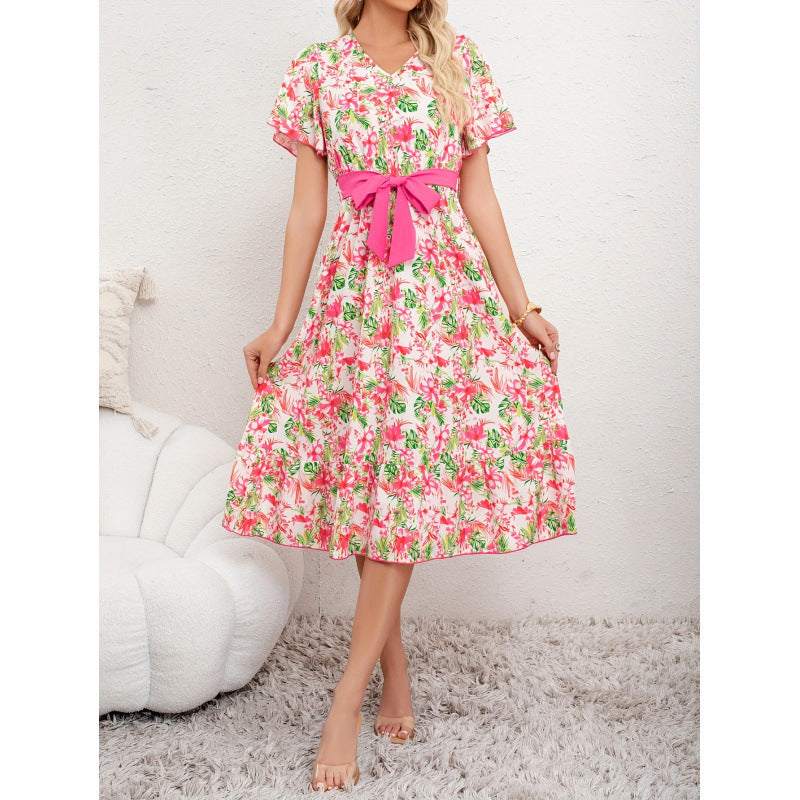 listing: new  women's original fashion v-neck tropical print dress