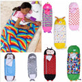 Kids' sleeping bag - foldable anti-kick quilt, children's sleeping bag with cartoon animal design and pillow