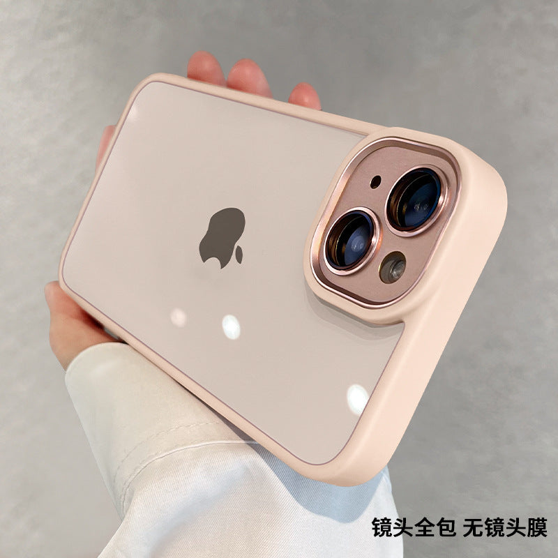 Suitable for iphone16 mobile phone case, gold shield all-inclusive lens film, apple 14 transparent anti-fall 13promax protective case