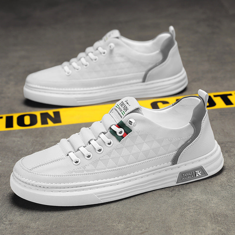 2025 spring new men's white sneakers breathable skate shoes casual sports student trendy shoes white versatile leather shoes for men