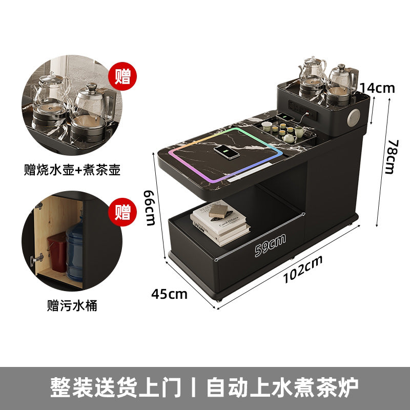 Movable sofa side table, smart water boiling and tea making, with wireless charging, bluetooth audio, all solid wood side table, enlarged water bucket