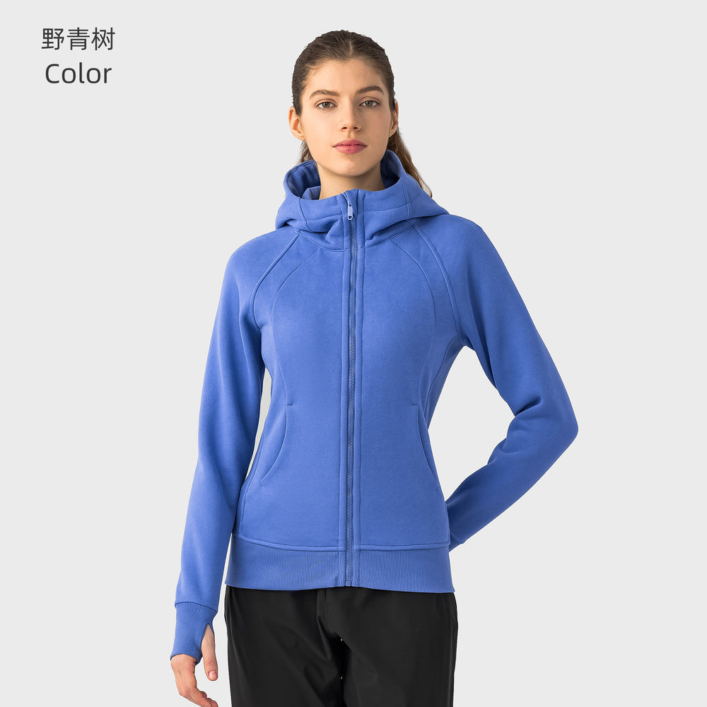 Sca new thickened warm hooded jacket women's outdoor fitness sweatshirt yoga jacket sports top dj028