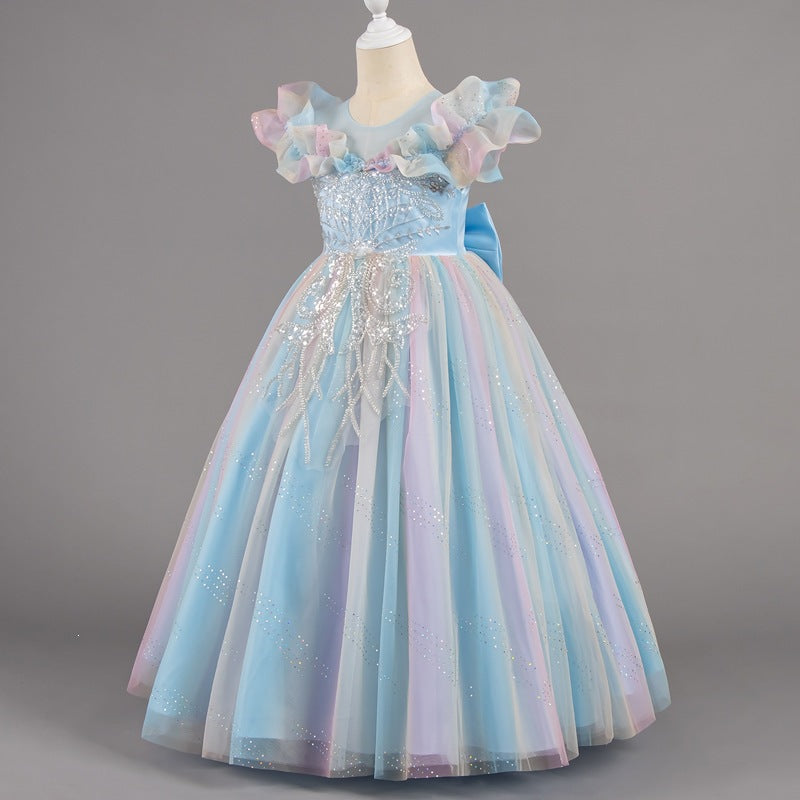 Kids piano performance clothes longdress summerexport children's clothing girl children's wholesale new arrival princess dress