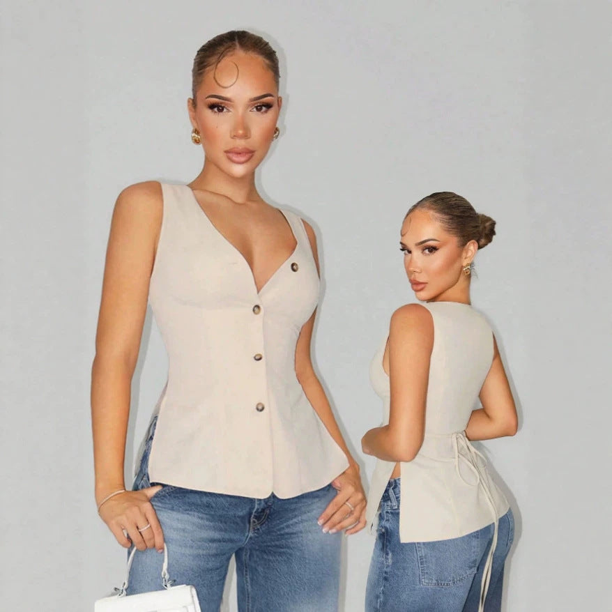 fashion summer slimming versatile v-neck casual sexy slim-fit tank top