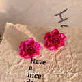 New rose red resin flower earrings - minimalist, sweet, elegant, and luxurious. versatile stud earrings for women - wholesale