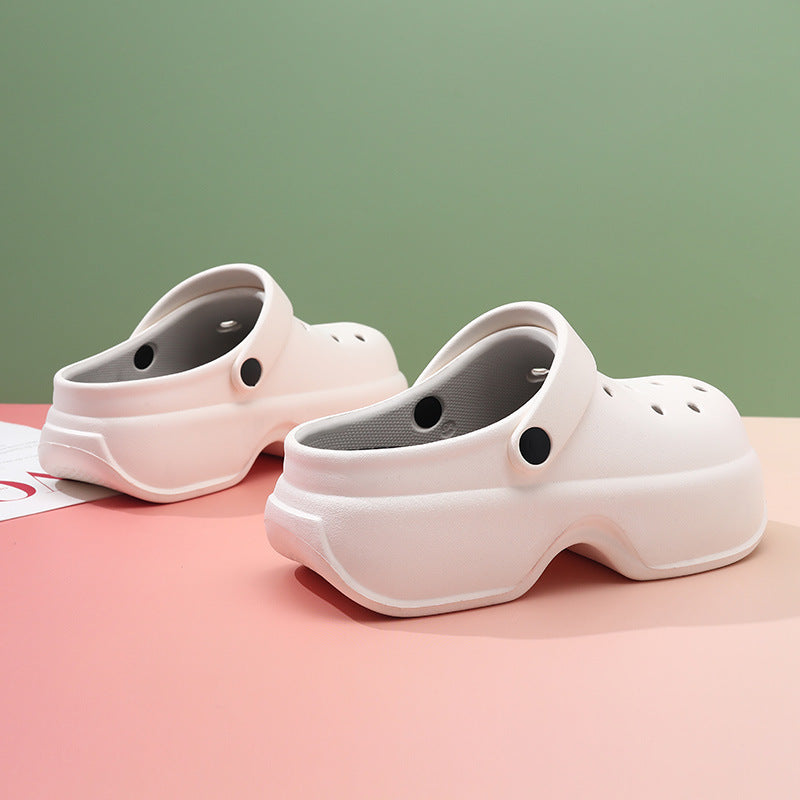 Thick sole crocs women's summer outwear 2026new arrivalnon-slip beach sandals show heightcute baotou slippers women