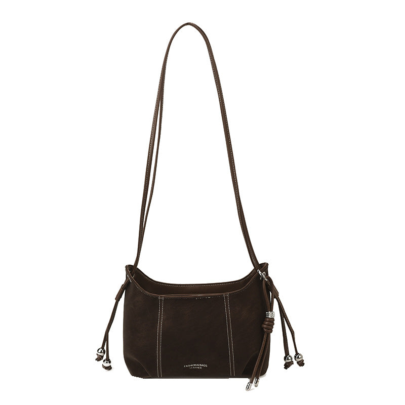 Vintage chic small handbag women's bag 2025 new autumn/winter versatile shoulder bag minimalist large capacity commuter crossbody bag