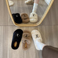 Embroidered trendy slippers for women, autumn/winter new arrivals, versatile retro comfort, fuzzy slippers, korean style cotton slippers