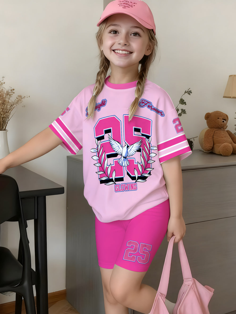 Wholesale children's clothing: versatile t-shirt and shorts set - 25 number element kids' two-piece outfit, ready stock & direct supply