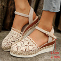 European and american plus size wedge sandals -  summer new collection - closed-toe braided cutout single strap women's sandals
