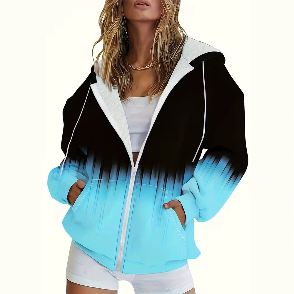 hot-selling plus-size women's zip-up hoodie, new casual long-sleeve hooded sweatshirt jacket, dropshipping available