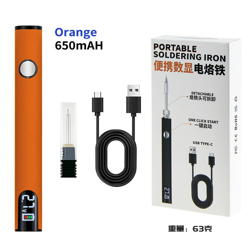 Cross-border explosive portable USB electric soldering iron USB wire burning pen digital display electric welding pen adjustable temperature 510 Loro iron connector
