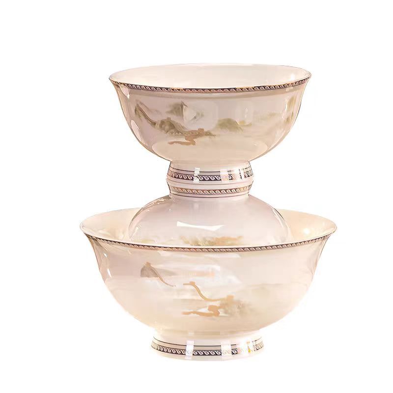 Bone china tableware bowl and plate combination full set of gifts wholesale Jingdezhen ceramic bowl and chopsticks set gift box gift light luxury