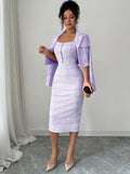 European and american autumn new arrivalfrenchretro tweed style lapel long sleevesoutwearelegant vest skirt two pieces
